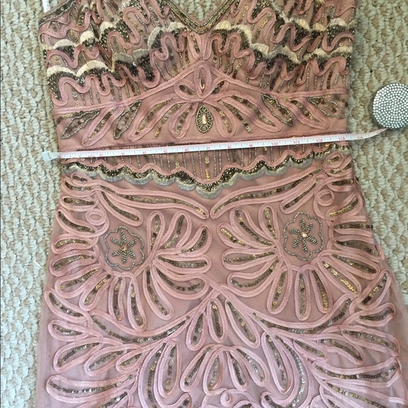 Rose Gold Sue Wong Beaded Cocktail Dress - Picture 6 of 8